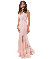 Lace Cutout Beaded  Sequined Empire   Waistline Sleeveless Chiffon/Elastane/Polyester Mermaid Evening Dress/Party Dress/Maxi Dress  With Pearls