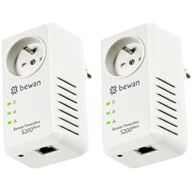 Bewan - Powerline S200 Maxx Duo - Adaptateur CPL avec prise et filtre int�gr�s
