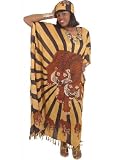 Brown Tiger Design Caftan Kaftan With Matching Headwrap