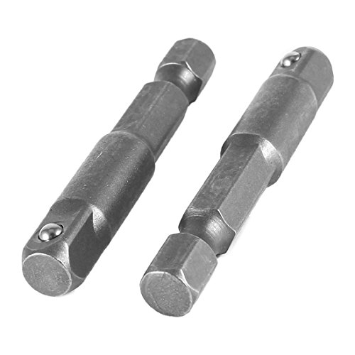 2 x Socket Adapter Set 1/4 Hex Shank to 1/4 Impact Driver/Drill