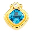 14K Yellow Gold Swiss Blue Topaz and Diamond Pendant