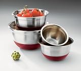 Arcosteel 0176r 5 Quart Non Skid Stainless Steel Mixing Bowl Red