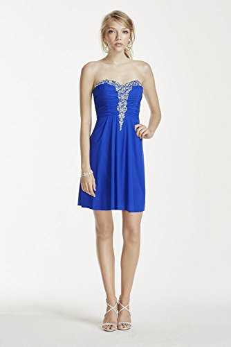 Strapless Crystal Beaded Bodice Open Back Prom Dress Style 55516, Royal, 11