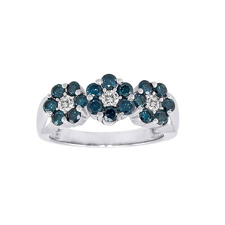14K 1.00 cttw. Blue & White Diamond Ring