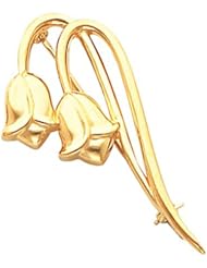 14K Yellow Gold Lily of the Valley Brooch -- LIFETIME WARRANTY
