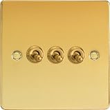 Varilight - 3G 1 or 2W 10A Classic Toggle Switch Dimension Polished Brass - XDVT3