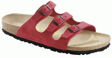 Birkenstock slippers Florida from Waxy Leather in red with a regular insole