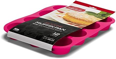 Silicone Muffin Pan 100% Premium Food Grade Silicone for Maximum Quality & Durability - #1 Selling 12 Cup Silicone Muffin Pan, Non-stick, Easy-to-clean All Silicone No Fillers - By Valley of SiliconeTM (Pink)