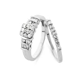 1/2 Carat Diamond Bridal Engagement Ring Set in 10K White Gold Size-7