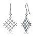Sterling Silver Woven Square Shape Dangle Earrings title=