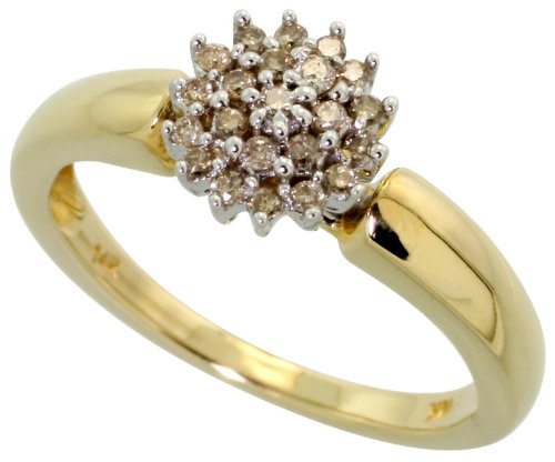 14k Gold Cluster Ring, w/ 0.25 Carat Brilliant Cut Diamonds, 5/16 in. (8mm) wide