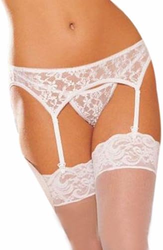 Juanshi Women's Lace Garter Belt Set with Thong Stockings