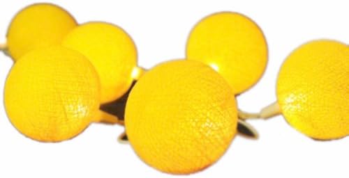 Yellow Handmade Cotton Balls Fairy String Party Lights 3metre 20 Globes/pack