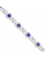 Genuine .925 Sterling Silver Diamond & Amethyst Bracelet 11.7 Grams . 100% Satisfaction Guaranteed.