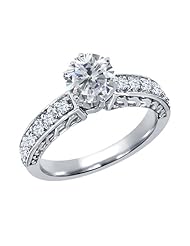 1.30 Ct Round H/I Diamond White Topaz 14K White Gold Ring