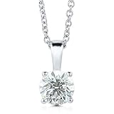 IMAGE OF 14k White Gold 4-Prong Solitaire Natural Diamond Necklace (G, SI1, 1.25 ct)-Certificate of Authenticity