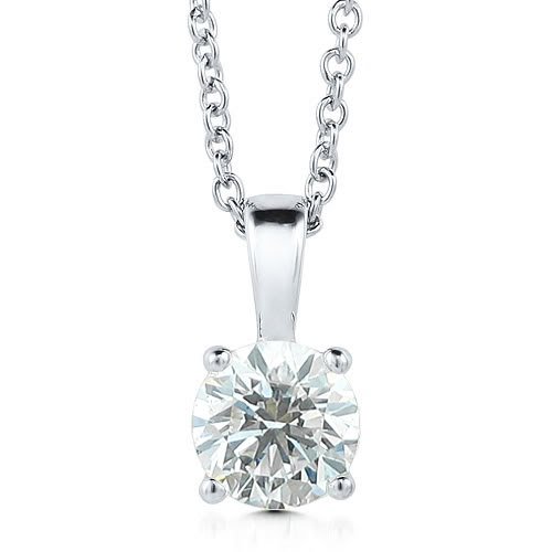 14k White Gold 4-Prong Solitaire Natural Diamond 