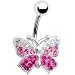 Austrian Crystal Passionate Pink Butterfly Belly Ring
