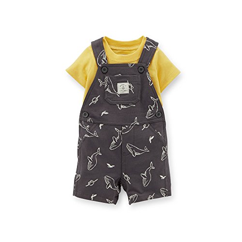 Carter's Baby Boys' 2 Piece Print Shortall Set (Baby) - Gray