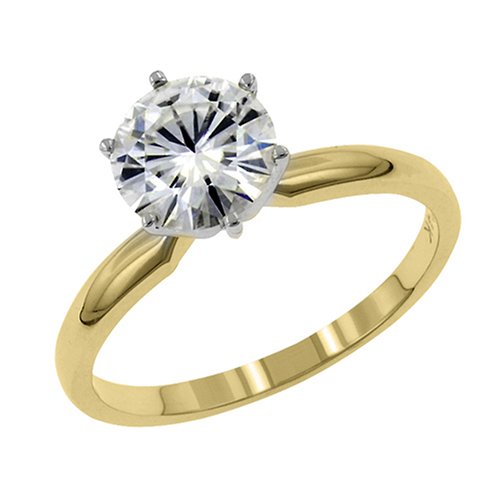 14k Two Tone Gold Moissanite Classic Tiffany Solitaire 0.75 Ct
