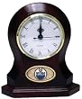 EDMONTON OILERS 7" Tall Team Logo Medallion DESK CLOCK with Walnut Finish