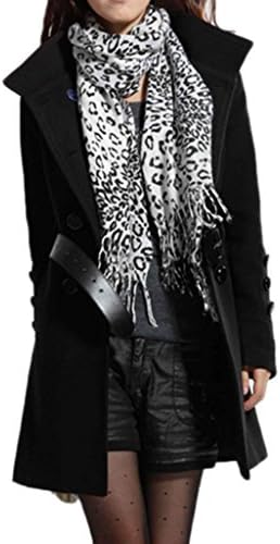 UBon Women's Stand Collar Winter Wool Coats Double Breasted Jackets