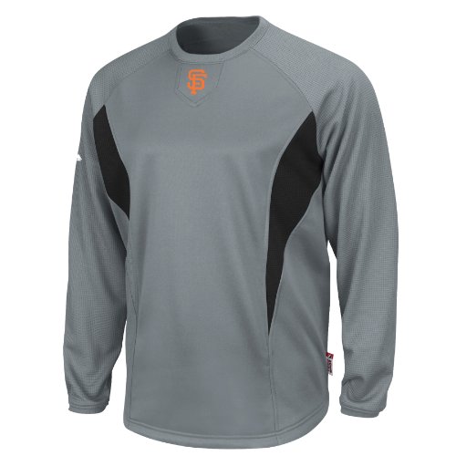 MLB San Francisco Giants Adult Long Sleeve Crew Tech Fleece Pllovr (Pro Granite/Pro Black, X-Large)