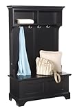 Hall Tree Coat Hanger with Storage Bench in Ebony Finish