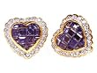 18k Yellow Gold Natural Sapphire Invisible Set & Diamond Heart Shape Earrings Ct.tw 2.45