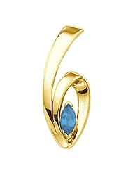 18K Yellow Gold Marquise Cut Swiss Blue Topaz Pendant -- LIFETIME WARRANTY