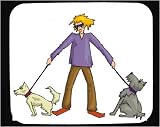Mouse Pad with man, individuals, mammal, humans, human, persons, pulling, leash, pet, animal, body, individual, sunglasses, person, dog, people, canine