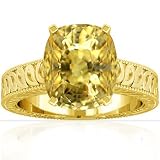 14K Yellow Gold Cushion Cut Yellow Sapphire Solitaire Ring