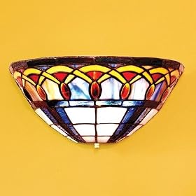 Exciting Lighting AMB1003 Ambience Wireless Wall Sconce, Half Moon Stained Glass