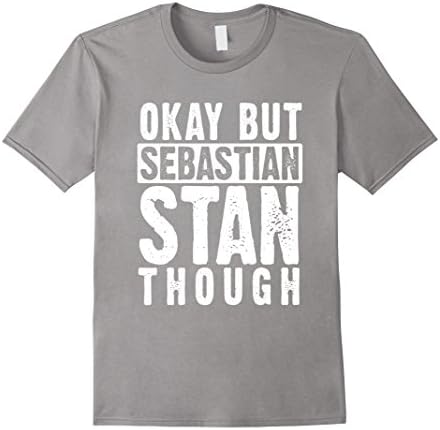 Men's Okay But Sebastian Stan T-Shirt Medium Slate