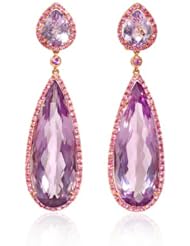 Pink Sapphire and Purple Amethyst 18k Rose Gold Dangle Earrings