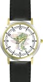 Chinese Dragon or Dinosaur Animal - WATCHBUDDY® DELUXE TWO-TONE THEME WATCH - Arabic Numbers - Black Leather Strap-Children's Size-Small ( Boy's Size & Girl's Size )