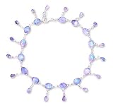 Moonstone anklet, 'Moon Dancer' 0.8 W 10.8 L