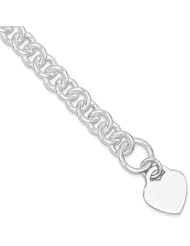 Sterling Silver 8.75in Engravable Heart Disc on Fancy Link Toggle Bracelet