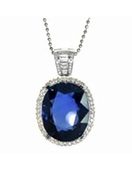18K White Gold Sapphire and Diamond Pendant -- LIFETIME WARRANTY