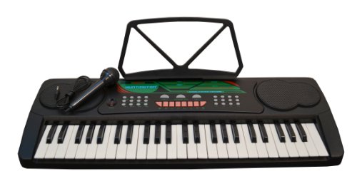49 Keys Kids Keyboard Beginners Electronic Digital Piano with Free Microphone - Black (Includes eLessons - Free Mini Rubber Guitar & Pick) product image