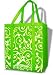 Burban Bags Reusable Grocery Shopping Bag Green with White and Yellow All Over Scroll