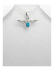 Reconstructed stones Pendant Necklace In 92.5 Sterling Silver