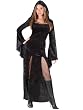 Sexy Black Gothic Costume Velvet Sorceress Costume Halloween Costume Vampiress Long Gown Hooded