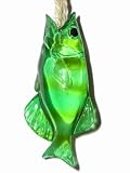 3 Translucent Green Big Mouth Bass Fish Christmas Ornament