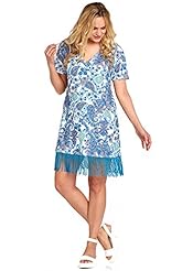 Plus Size V-neck Paisley Plunging Neck Jersey Short Sleeves Shift  Dress