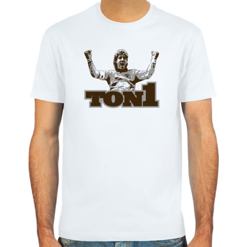 T-Shirt Toni Schumacher ::: Farbauswahl: skyblue, sand oder weiß ::: Größen: S-XL ::: Fußball-Kult