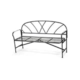 Achla Lawn & Garden Patio Decor Black Wrought Iron Lattice Bench Zen Outdoor Garden Bench Furniture
