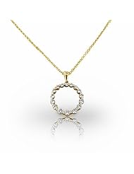 14KT Yellow Gold Classic Common Prong Diamond Circle Pendant. 3/4 CTW