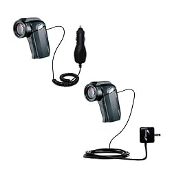 Essential Kit for the Sanyo Camcorder VPC-HD1010 VPC-HD1000 includes a Car and Wall Charger - uses Gomadic TipExchange Technology