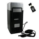 USB Cooler and Warmer Mini Beverage Refridgerator (Black) in Red Box Plus AGPtek USB 2.0 All-in-one Card Reader